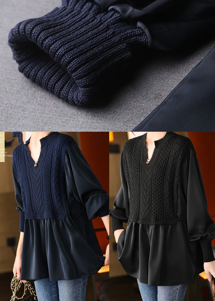 1701160188362525.jpg Navy Knit Blouses Puff Sleeve Winter Top (3).jpg